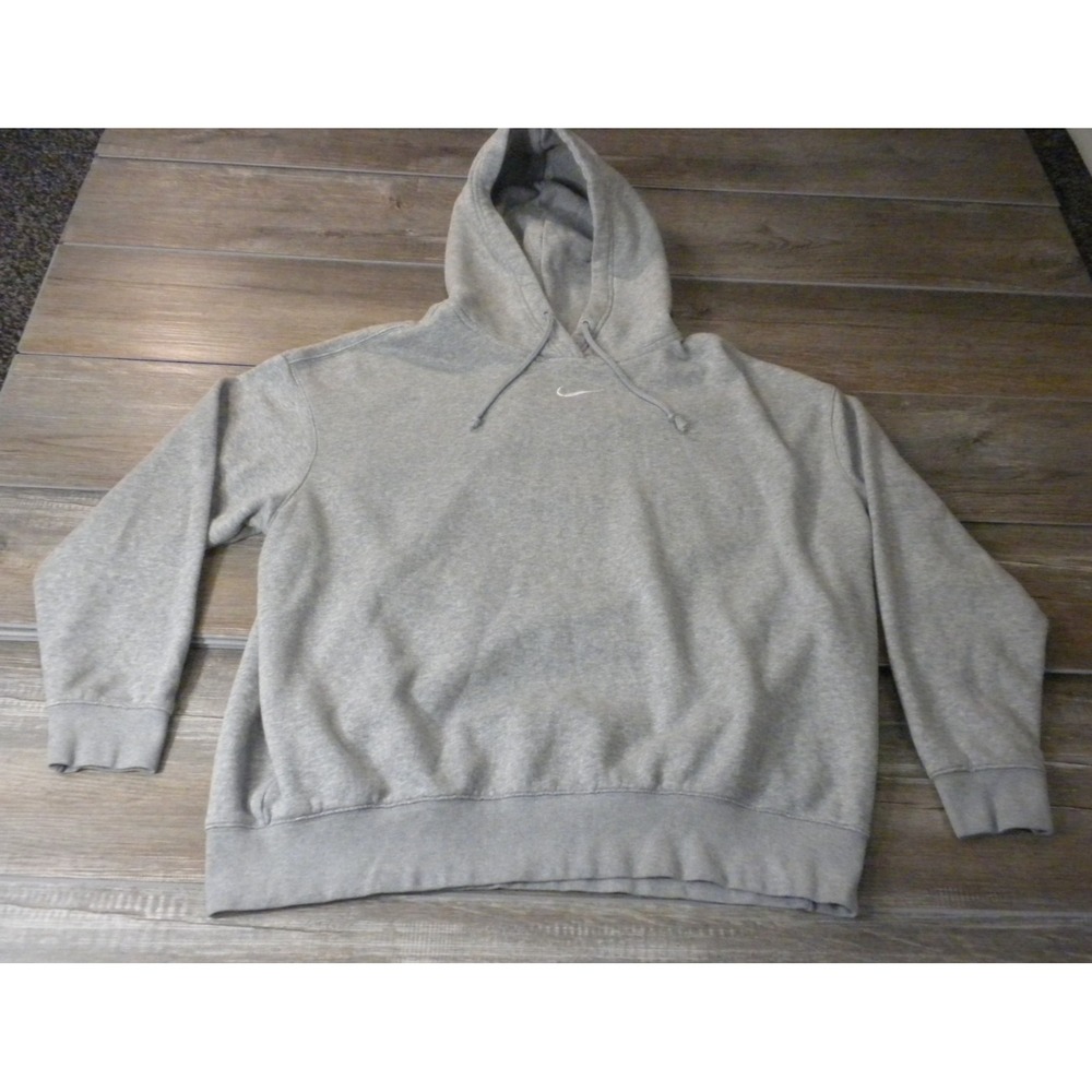 Nike Hoodie Sweatshirt Womens L Gray Essentials Oversized Fleece Center Swoosh